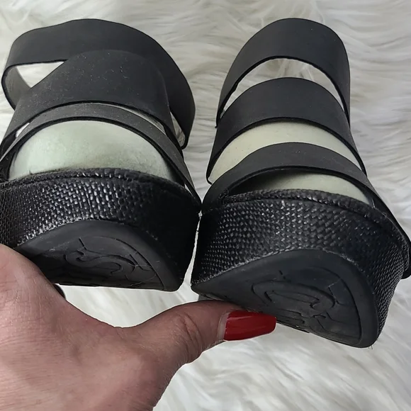 Circus by Sam Edelman Slip On Wedge Sandals Size 9.5 Black Woven Fabric Spring - Picture 5 of 9